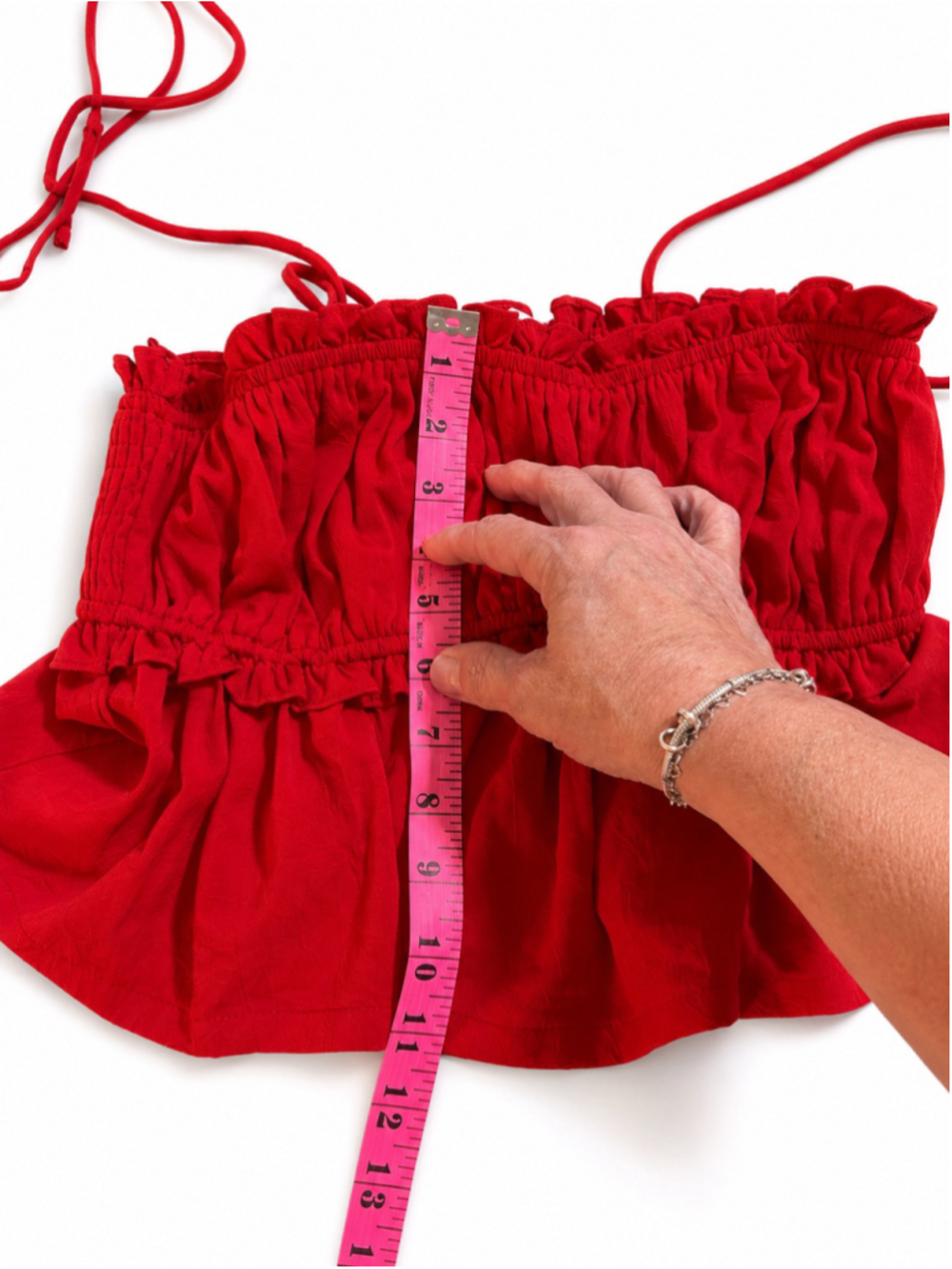 Altar’d‎ State Red Smocked Ruffle Peplum Tie Strap Tank Top Women’s Size S - Picture 7 of 10